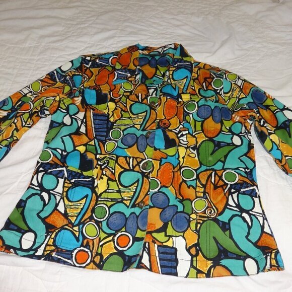 Mirror Image vintage wearable art women's size L jacket, cotton spandex denim - Picture 10 of 14